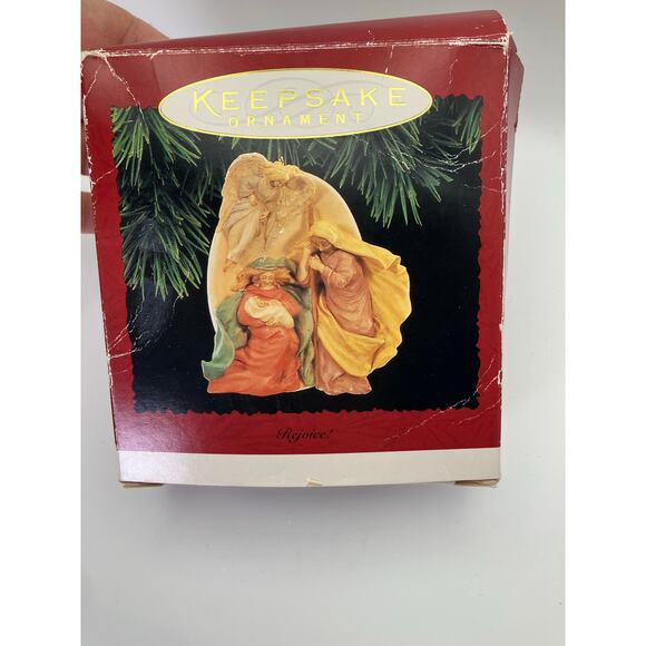 Vintage 1995 Hallmark Keepsake Ornament Rejoice Mary Joseph Baby Jesus Christmas - Picture 1 of 8